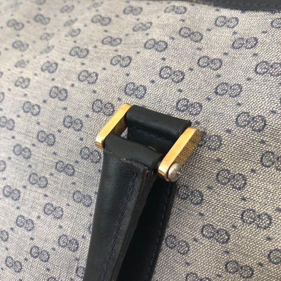 Gucci Navy Microguccissima satchel bag 1980s VTG - Picture 11 of 16